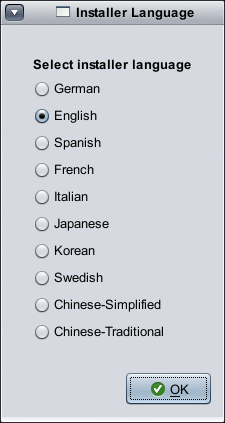 This panel enables you to select an installer language.